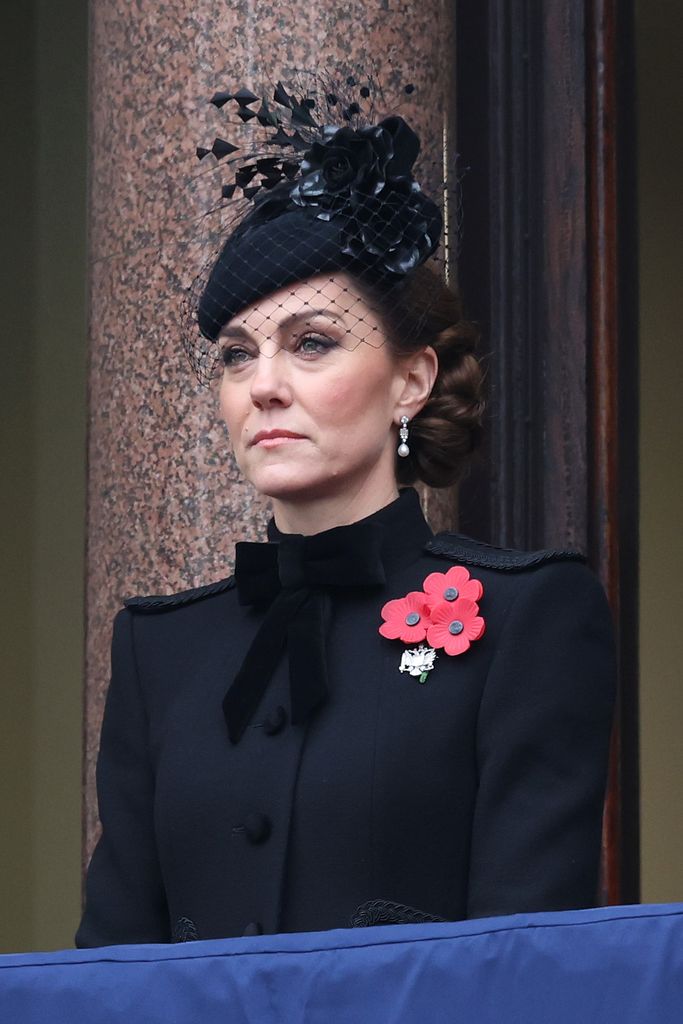 The Princess of Wales on the balcony during the National Service of Remembrance at The Cenotaph