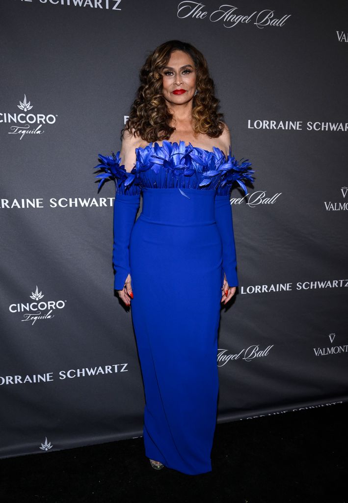 Tina Knowles dazzled in a statement blue dress
