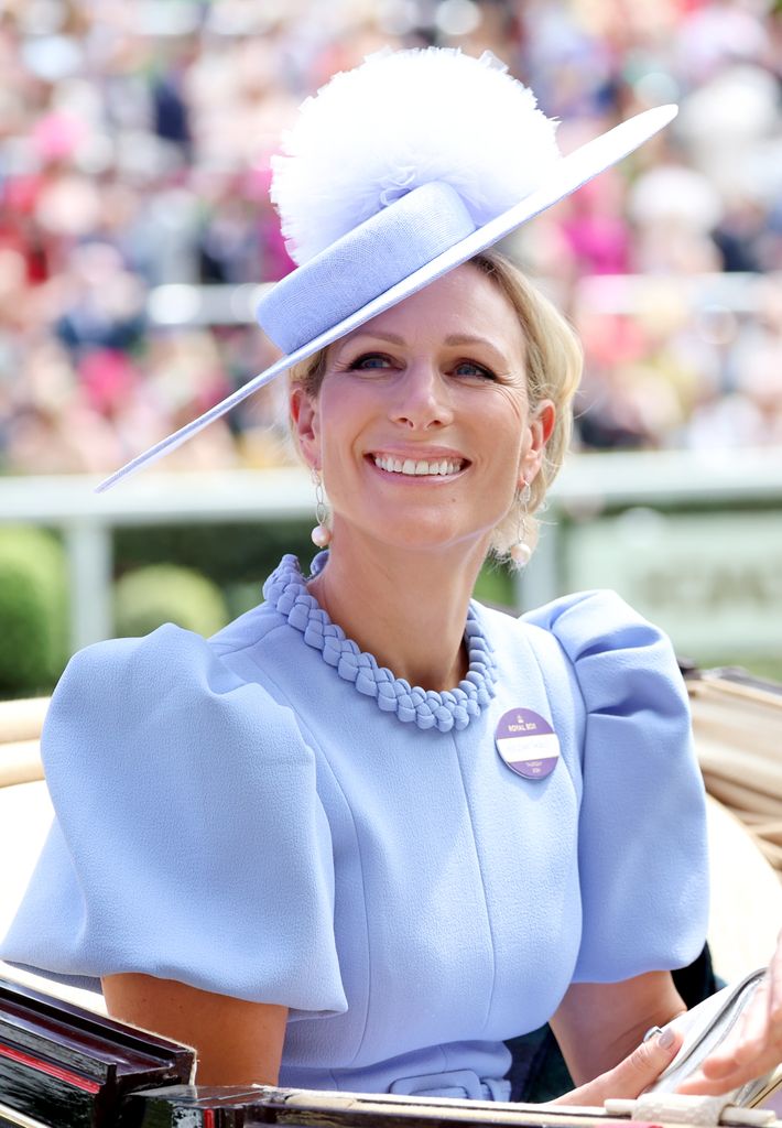 Zara Tindall smiles as she attends day three of Royal Ascot 2024 at Ascot Racecourse on June 20, 2024 in Ascot, England.