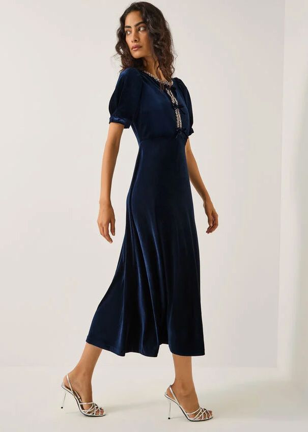Monsoon Celeste Velvet Midi Dress