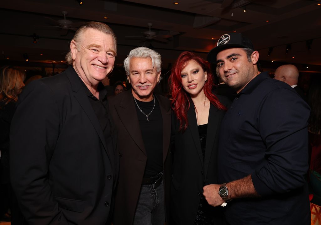 Brendan Gleeson, Baz Luhrmann, Lady Gaga and Michael Polansky at the US Premiere of JOKER: FOLIE Ã€ DEUX Afterparty at Sunset Tower on September 30, 2024 in Hollywood, California.