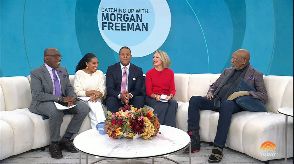 Al Roker, Sheinelle Jones, Craig Melvin and Dylan Dreyer on the Third Hour of TODAY, interviewing Morgan Freeman on October 29, 2025, courtesy of NBC