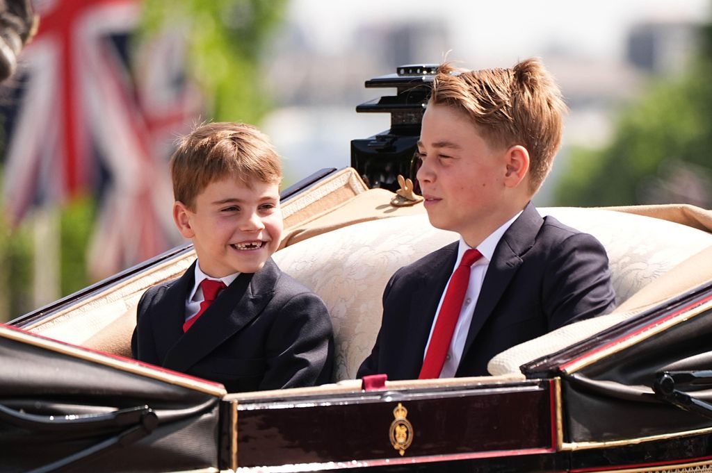 Prince Louis (left) and Prince George leave Buckingham Palace ahead of Trooping the Colour ceremony in central London as King Charles III celebrates his official birthday.
