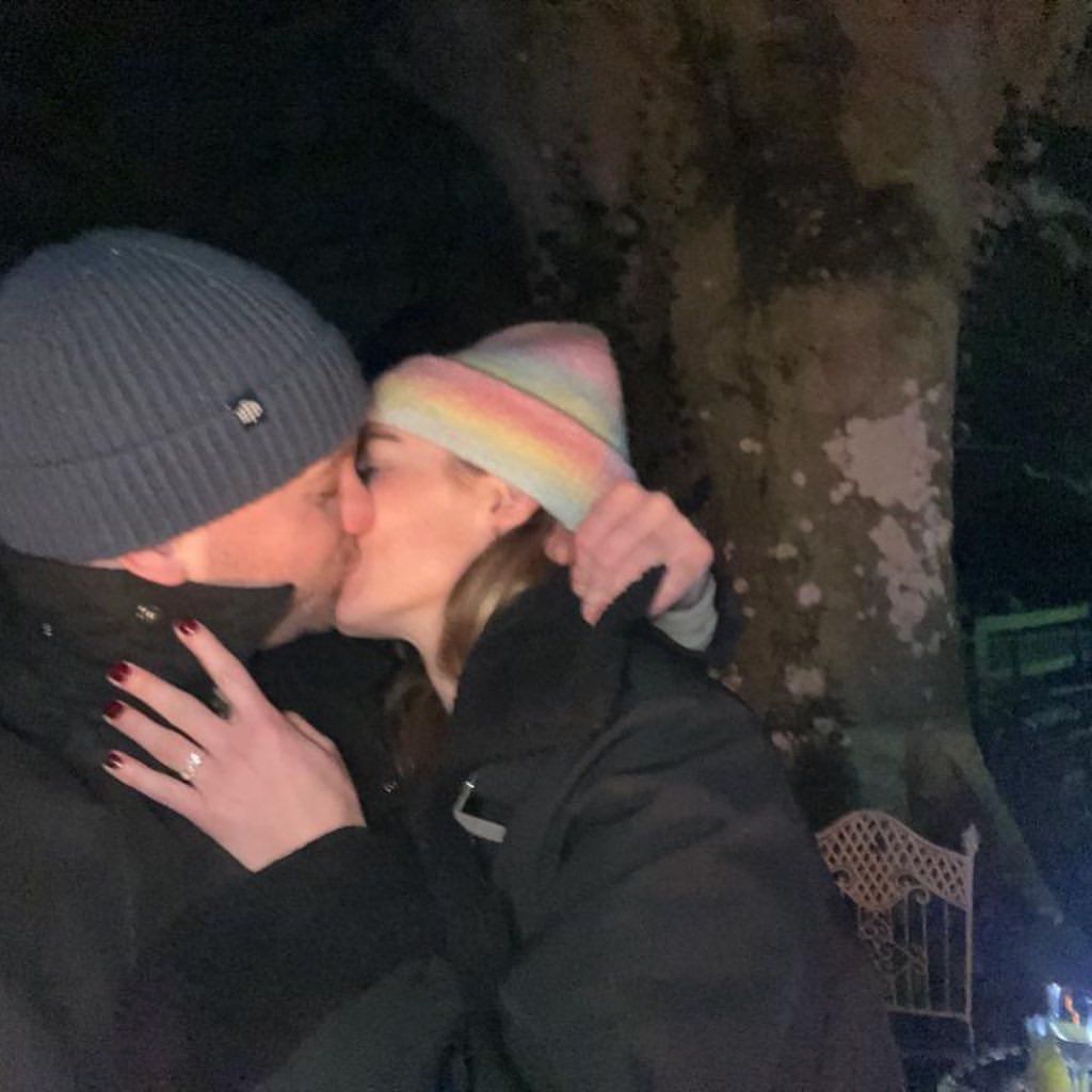 Faye Harris kissing Tyrone Wood after getting engaged