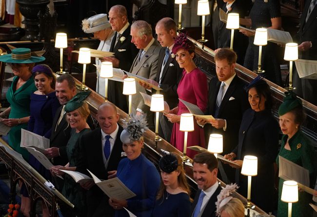 royal family singing at eugenies wedding