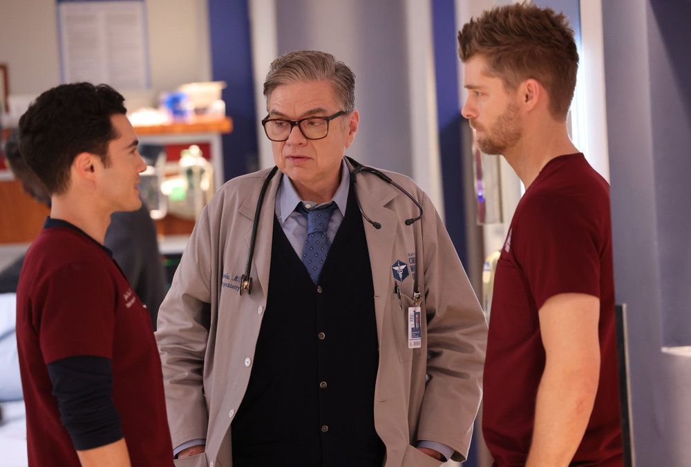 Darren Barnet as Dr. John Frost, Oliver Platt as Dr. Daniel Charles, Luke Mitchell as Dr. Mitch Ripley in Chicago Med