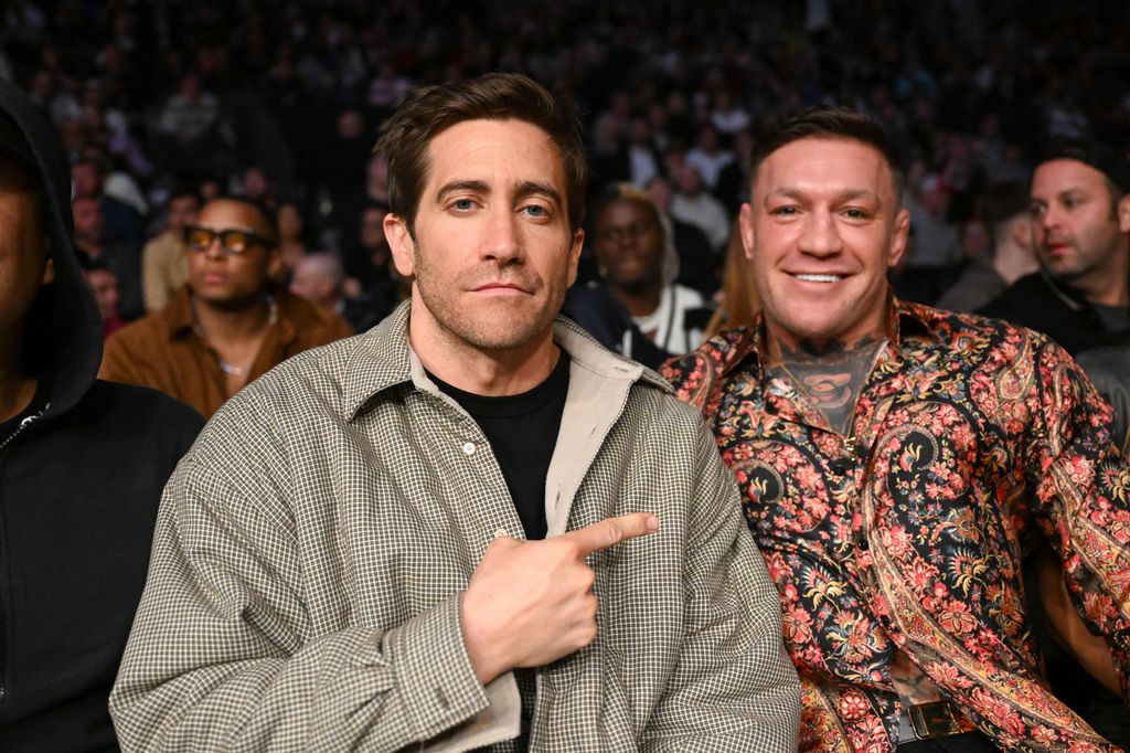 US actor Jake Gyllenhaal and Irish mixed martial artist Conor McGregor attend the Ultimate Fighting Championship (UFC) 285 mixed martial arts event at T-Mobile Arena, in Las Vegas, Nevada, on March 4, 2023.