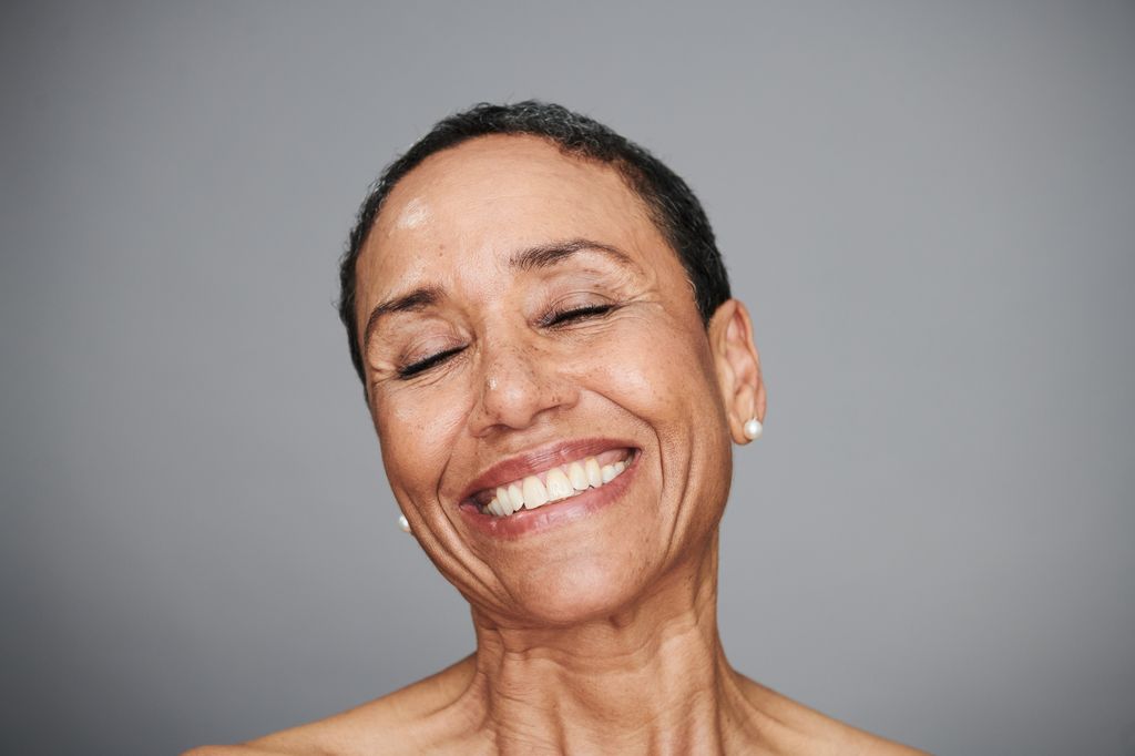 woman smiling with short hair