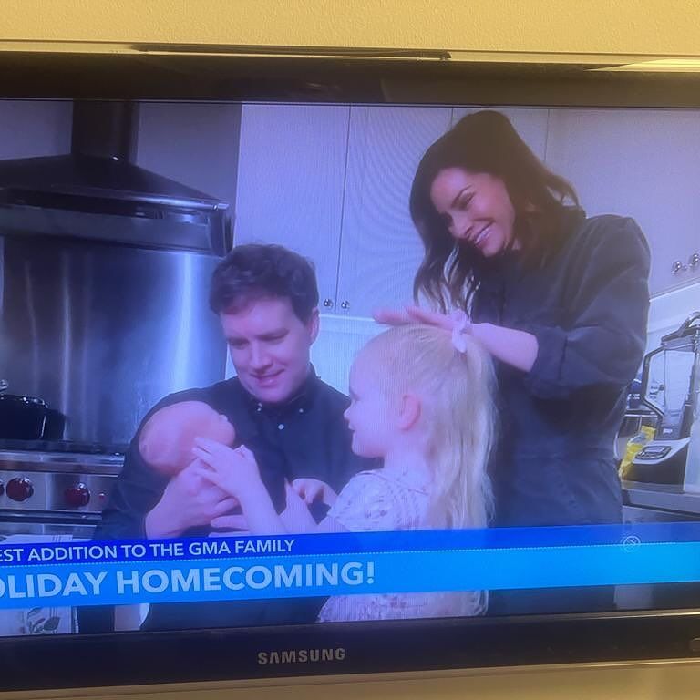 Rebecca Jarvis shares a glimpse of her family of four's appearance on Good Morning America in a photo posted on Instagram