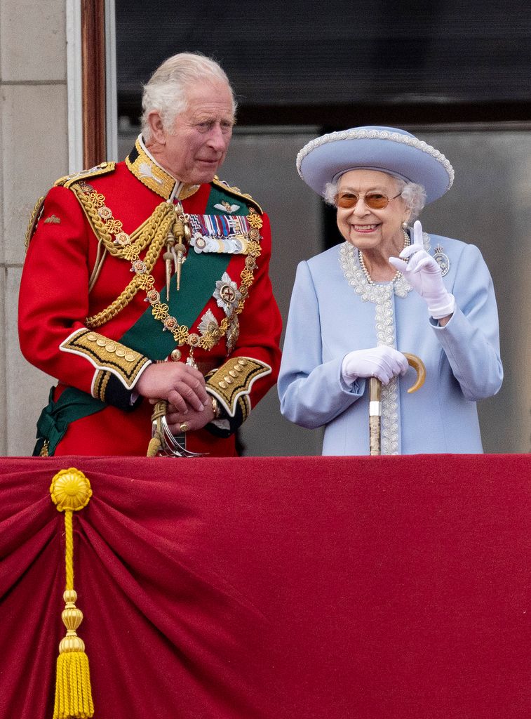 King Charles and the Queen on a balcony