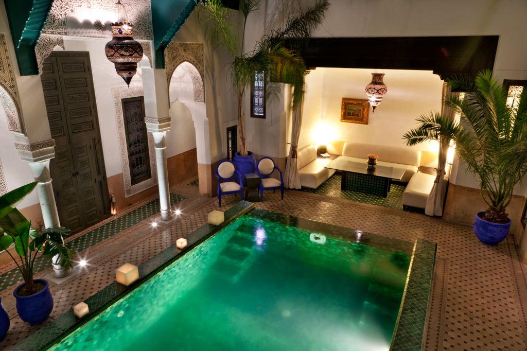 Le Farnatchi pool featured in Riads of Marrakech by Elan Fleisher