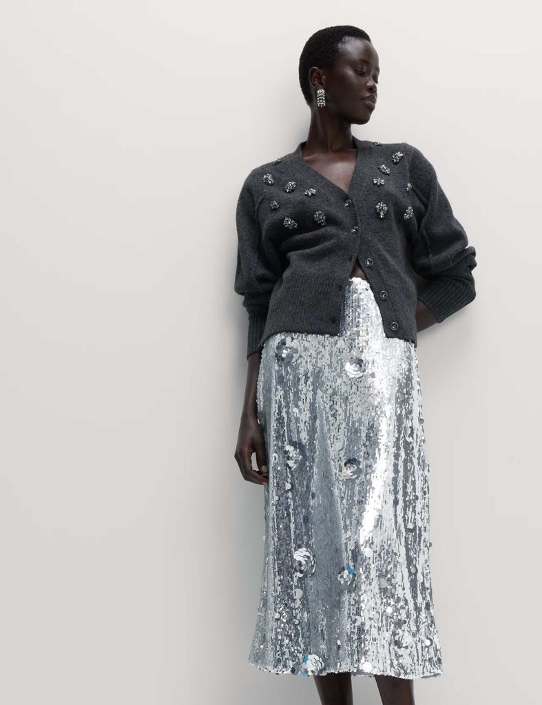 Sequin Midaxi A-Line Skirt