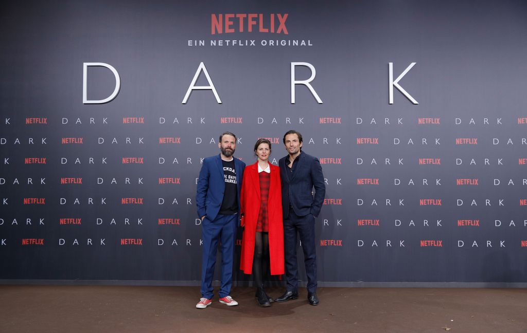 BERLIN, GERMANY - NOVEMBER 20:  Baran bo Odar, Jantje Friese and Quirin Berg attend the premiere of the first German Netflix series 'Dark' at Zoo Palast on November 20, 2017 in Berlin, Germany.  (Photo by Andreas Rentz/Getty Images for Netflix)