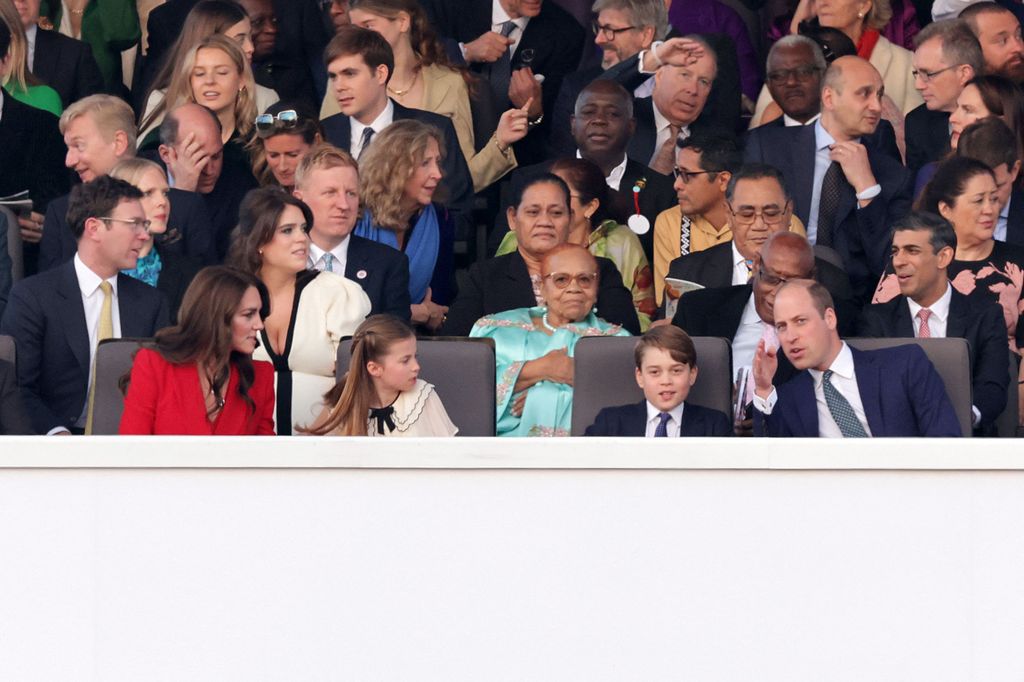 kate middleton princess charlotte louis prince william watching king charles coronation concertr