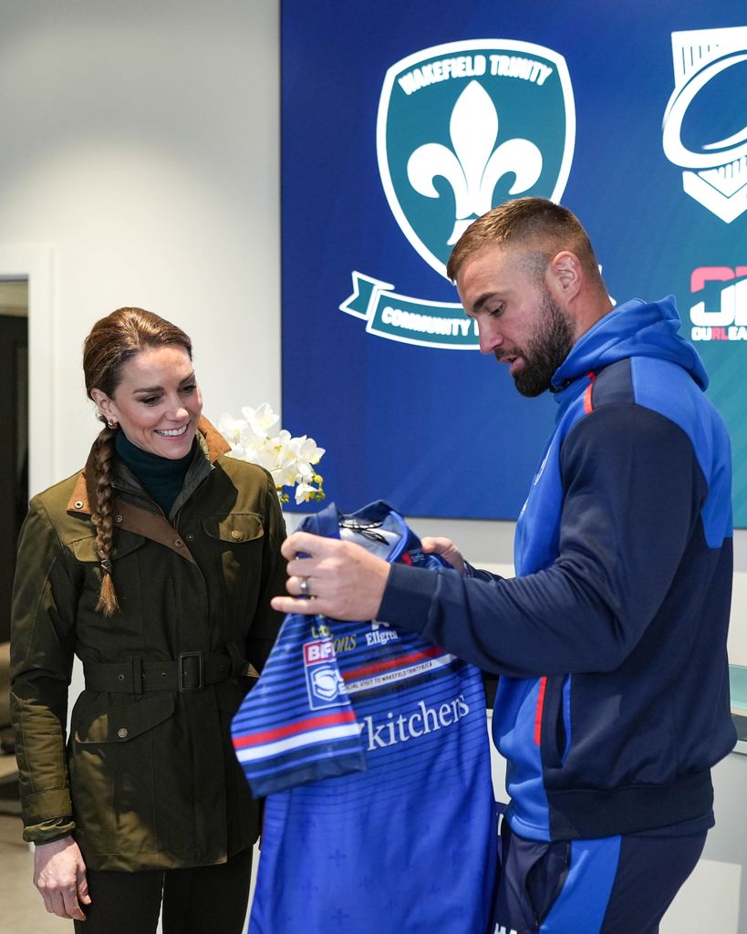 The Princess of Wales sported a plait during a visit to Wakefield Trinity Rugby League club on January 27