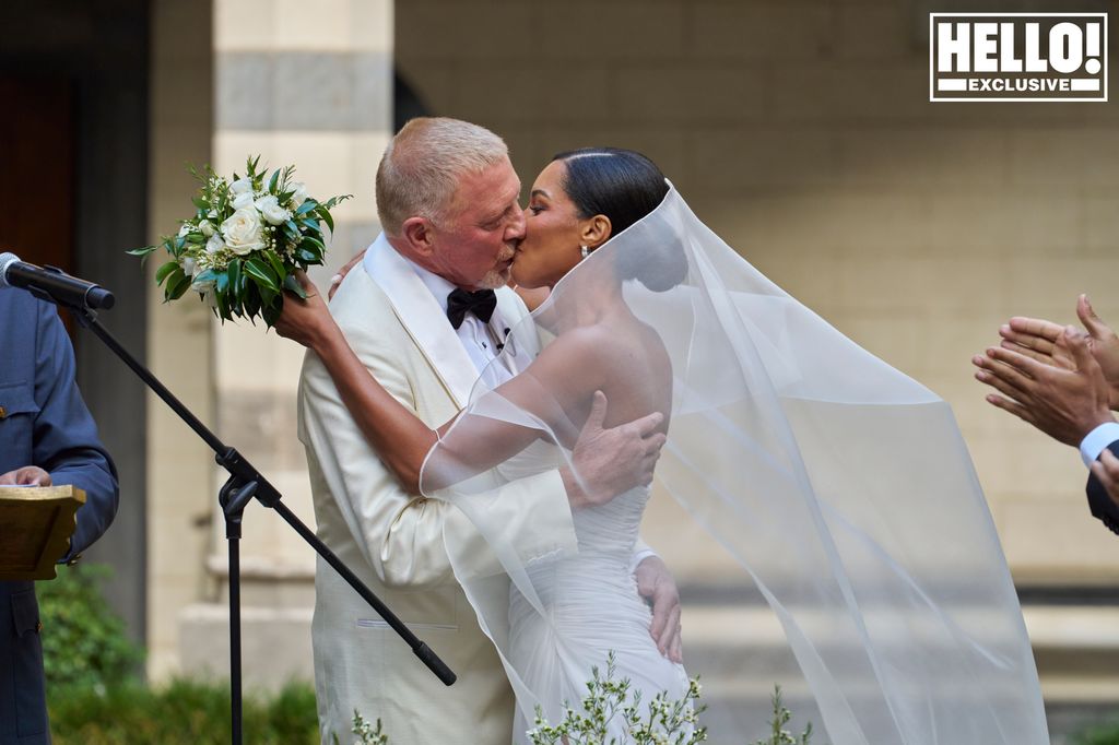 Boris Becker kissing his bride