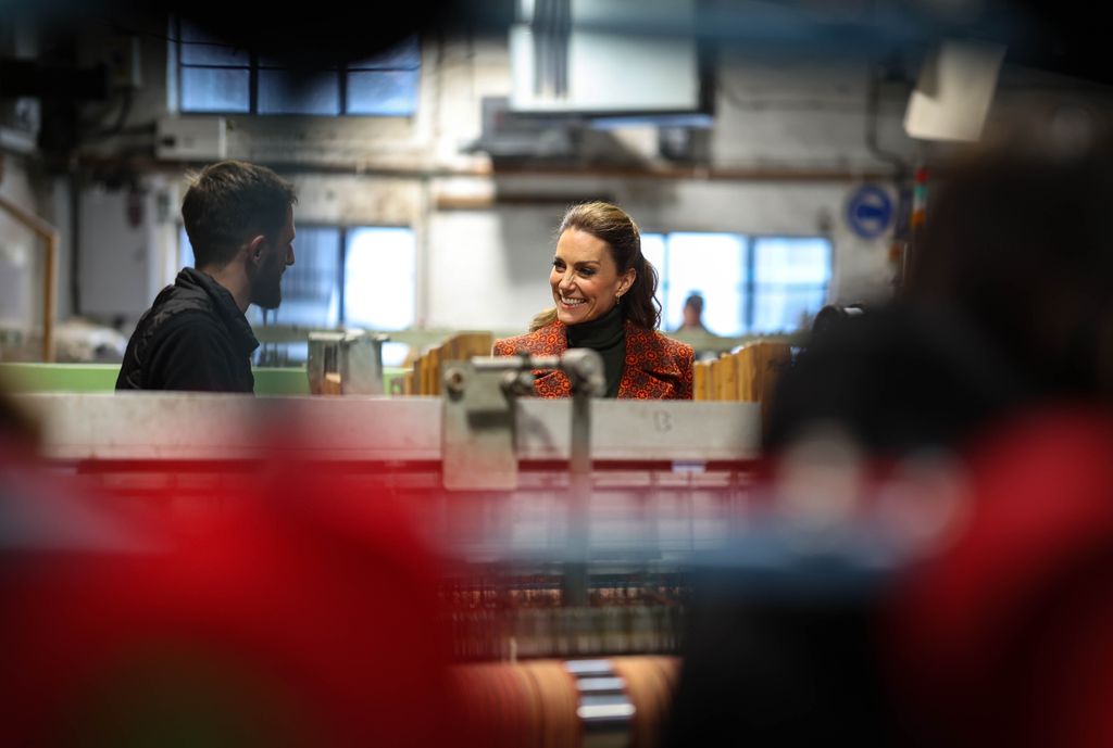 The Princess of Wales during a visit to Melin Tregwynt, a woollen mill 