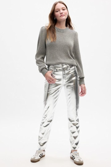 High Waisted Metallic Vintage Slim Jeans - GAP