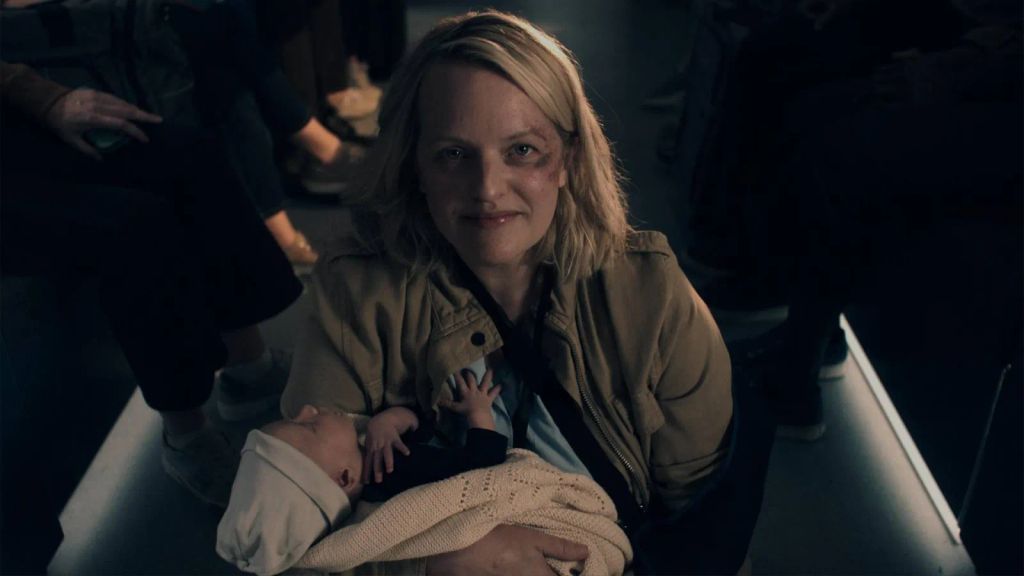Elisabeth Moss in a scene from the history of Handmaid 6th season 6