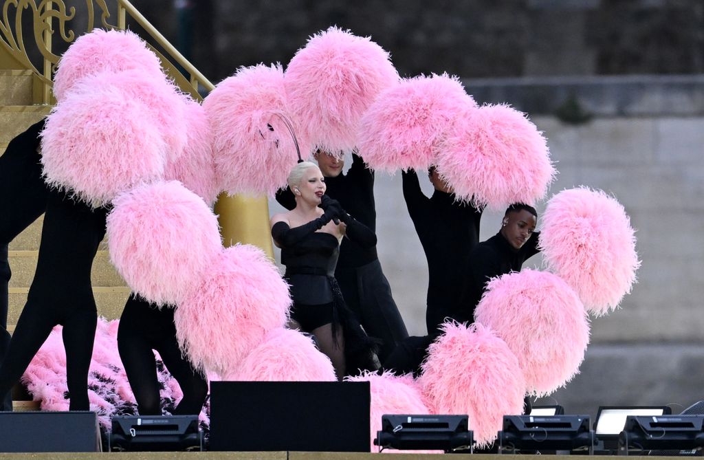  Lady Gaga performs before the opening ceremony