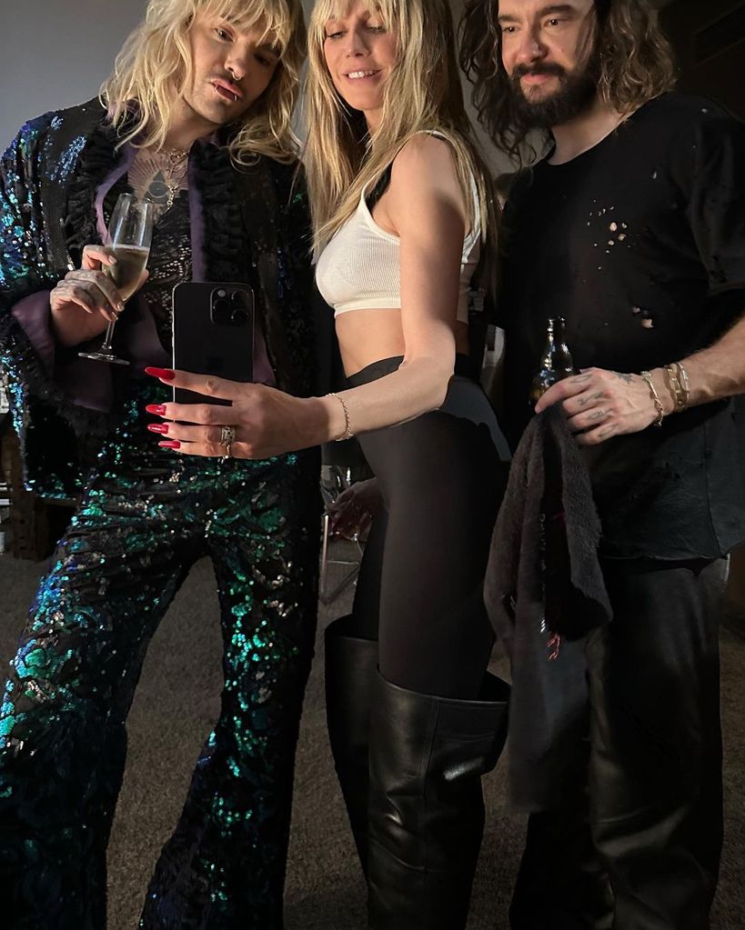 Heidi Klum with husband Tom Kaulitz and fellow Tokio Hotel member and brother Bill Kaulitz