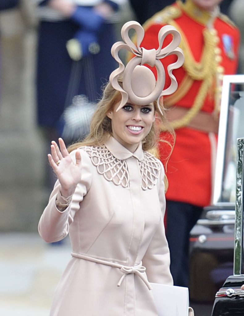 Princess Beatrice Leaving Westminster Abbey After The Wedding Of Prince William And Kate Middleton. (Photo by Antony Jones/Julian Parker/Mark Cuthbert/UK Press via Getty Images)