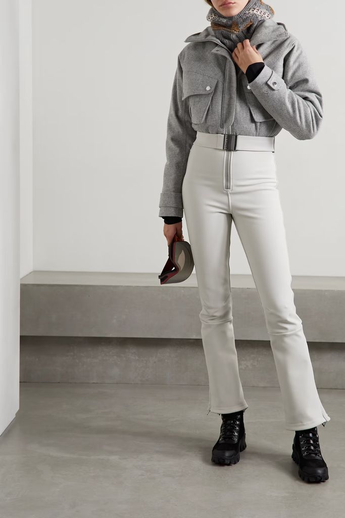 The Telluride belted two-tone wool-blend and twill ski suit
