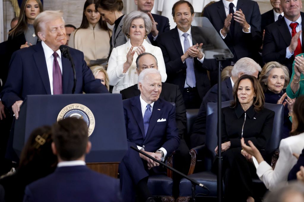 Joe Biden and Kamala Harris were spotted not clapping during Donald Trump's inauguration speech 