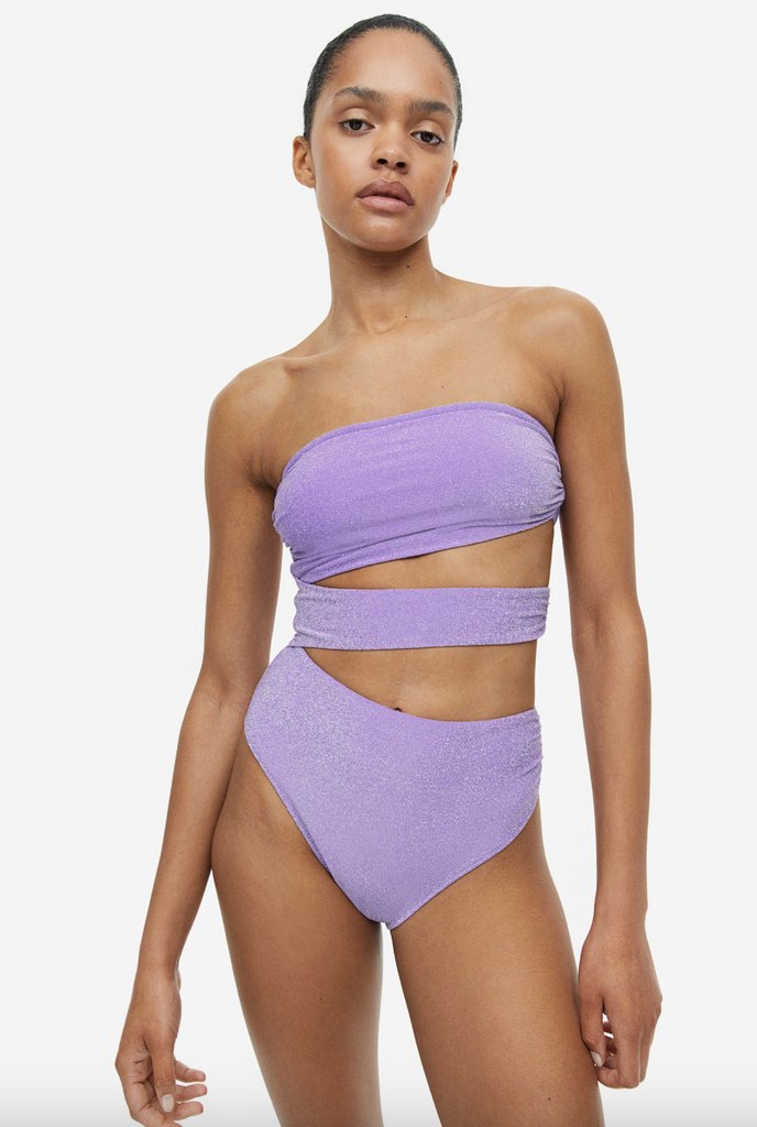 H&M cut-out purple swimsuit