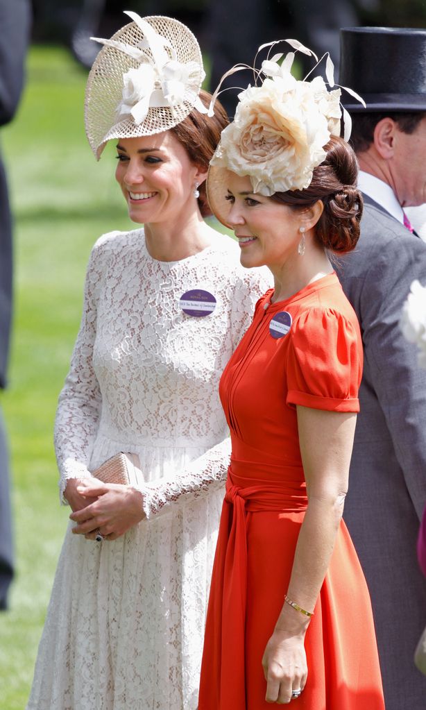 Catherine, Duchess of Cambridge and Crown Princess Mary of Denmark attend day 2 of Royal Ascot at Ascot Racecourse