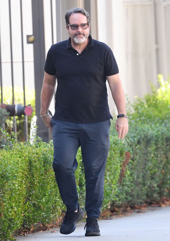 Jason looked very different with a grey beard as he walked through LA