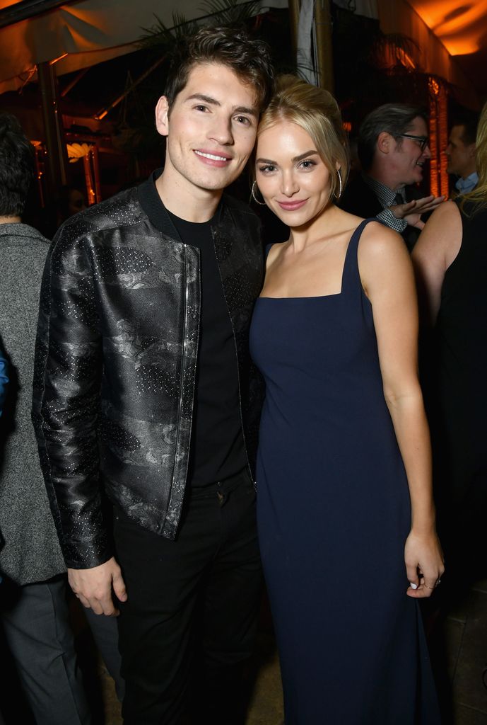 Gregg Sulkin (L) and Michelle Randolph attend Entertainment Weekly Celebrates Screen Actors Guild Award Nominees sponsored by L'Oreal Paris, Cadillac, And PopSockets at Chateau Marmont on January 26, 2019 in Los Angeles, California