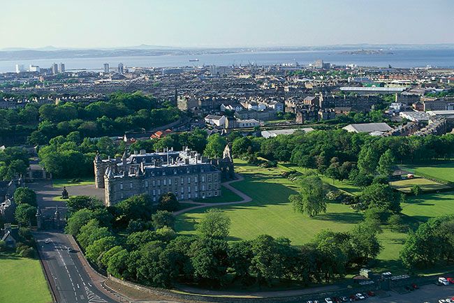 aerial view of holyrood palace