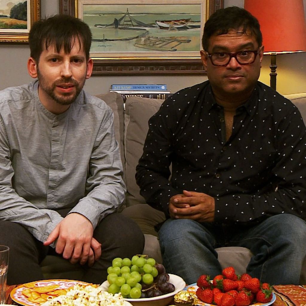 Paul Sinha and his husband on Celebrity Gogglebox