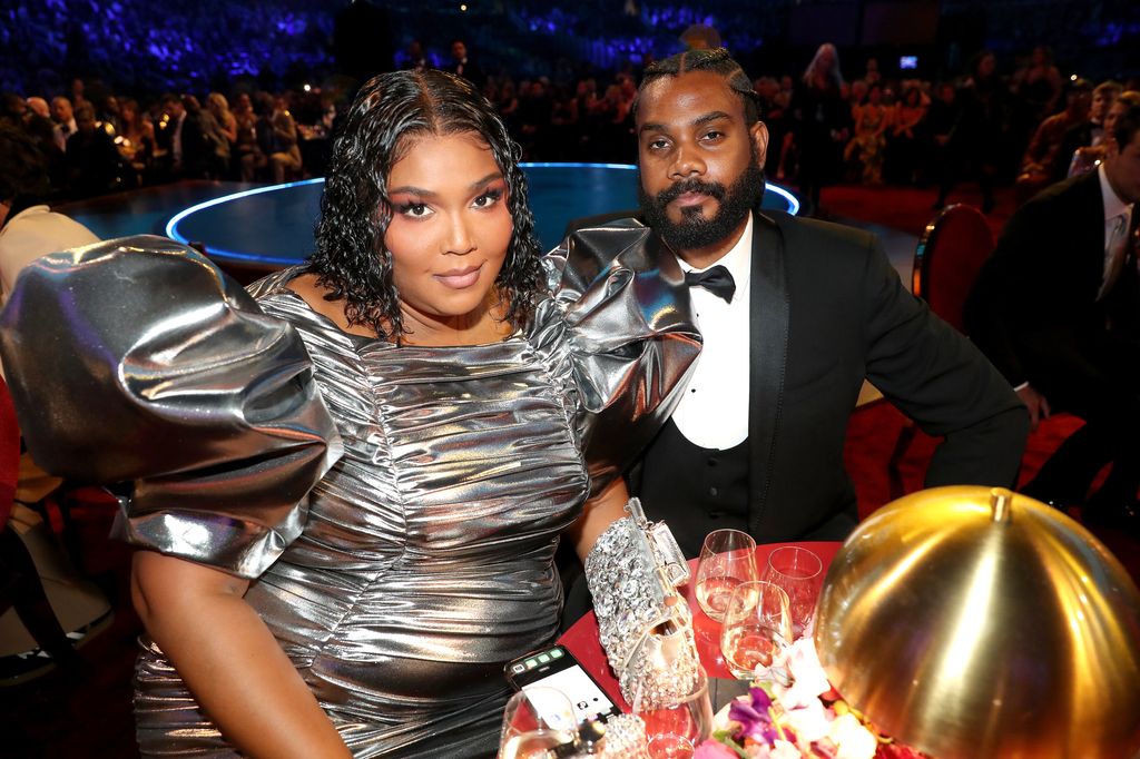 Lizzo at the Grammys in silver dress