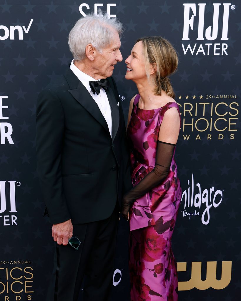 Harrison Ford and Calista Flockhart attend the 29th Annual Critics Choice Awards at The Barker Hangar on January 14, 2024 in Santa Monica, California.