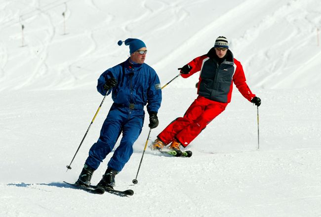 Prince William and King Charles skiing 