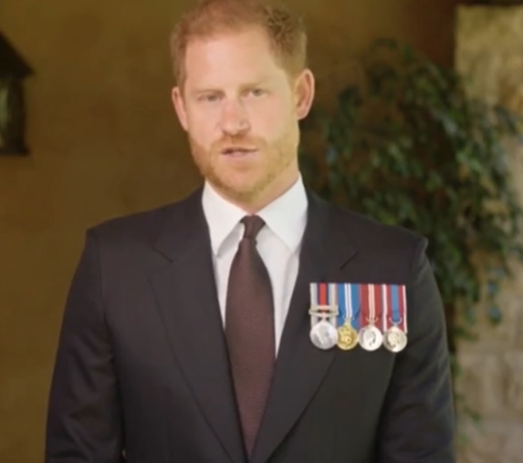 Prince Harry wearing four medals
