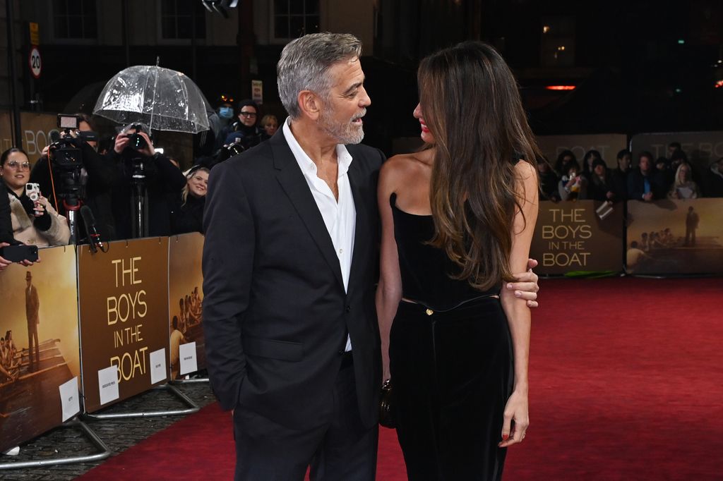 George Clooney and Amal Clooney attend a special screening of "The Boys In The Boat" at The Curzon Mayfair on December 3, 2023 in London, England