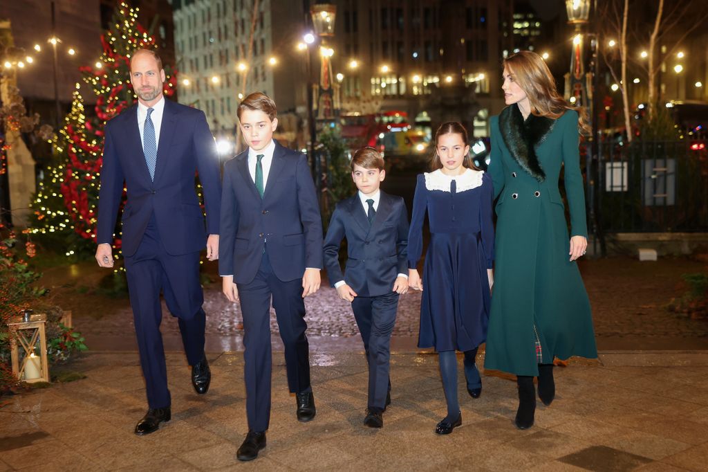 Prince William, Prince of Wales, Prince George of Wales, Prince Louis of Wales, Princess Charlotte of Wales and Catherine, Princess of Wales attend the 'Together At Christmas' Carol Service 