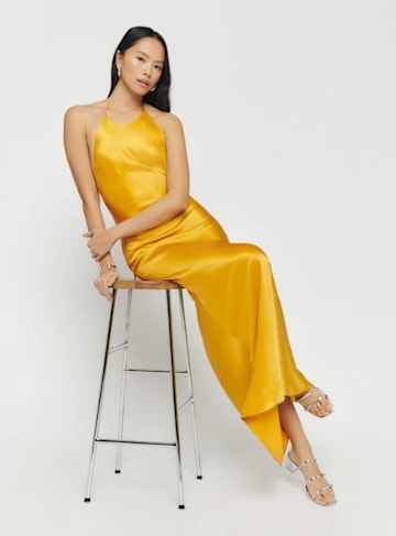 silk yellow dress reformation 