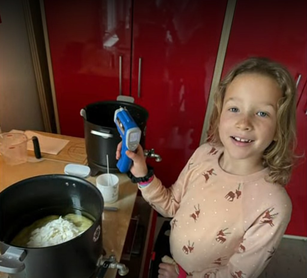Photo shared by Craig Melvin on TODAY's 3rd Hour April 7 of his daughter Sybil pouring her first candle