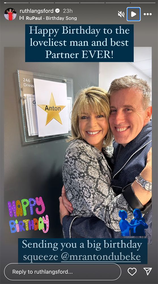 Ruth Langsford wishes Anton du Beke a happy birthday on Instagram