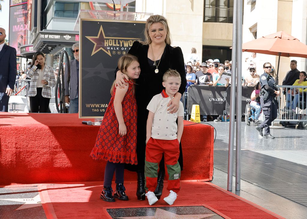 Kelly Clarkson with her two kids River Rose and Remington attending The Hollywood Walk Of Fame Star Ceremony for Kelly Clarkson on September 19, 2022