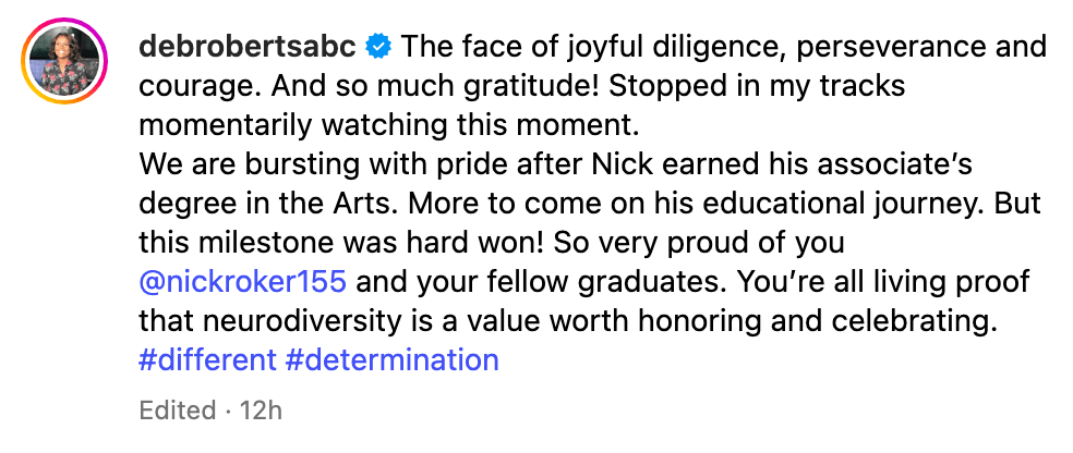 Deborah Roberts also paid tribute to Nick 