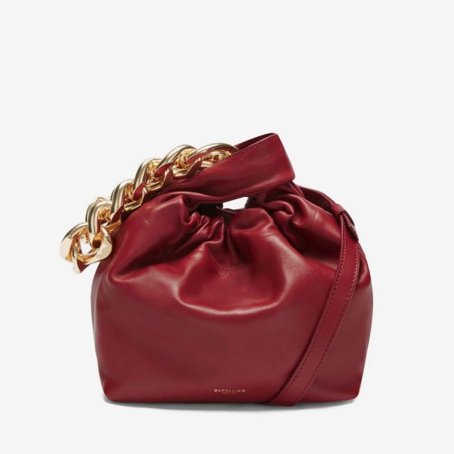 demellier sale red bag with chain