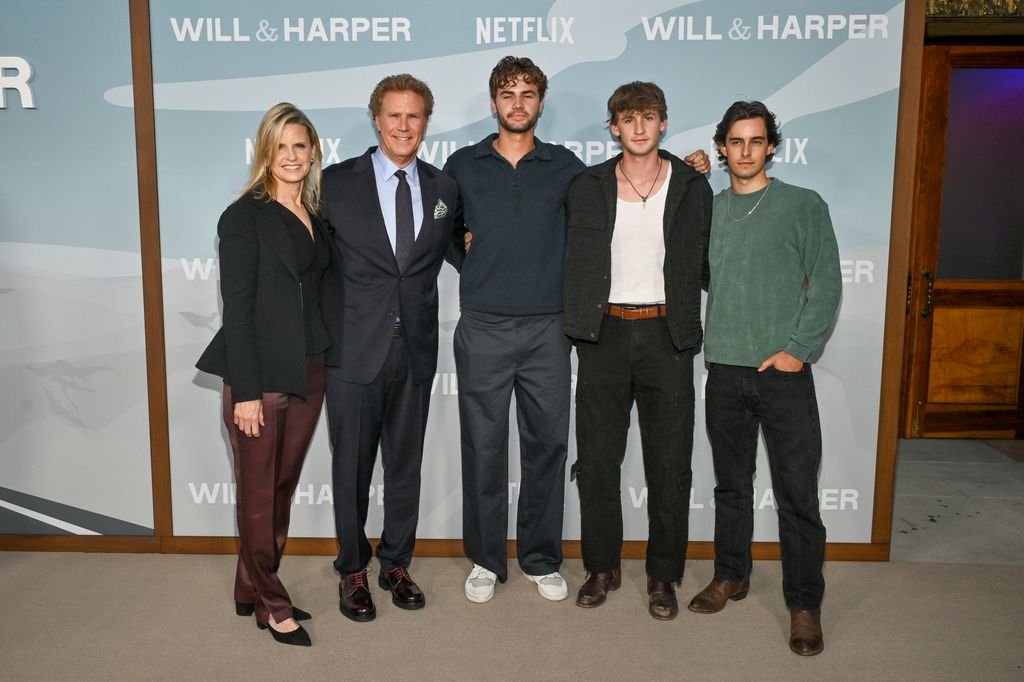 Will Ferrell with his wife and two children at the premiere of Will & Harper in Los Angeles