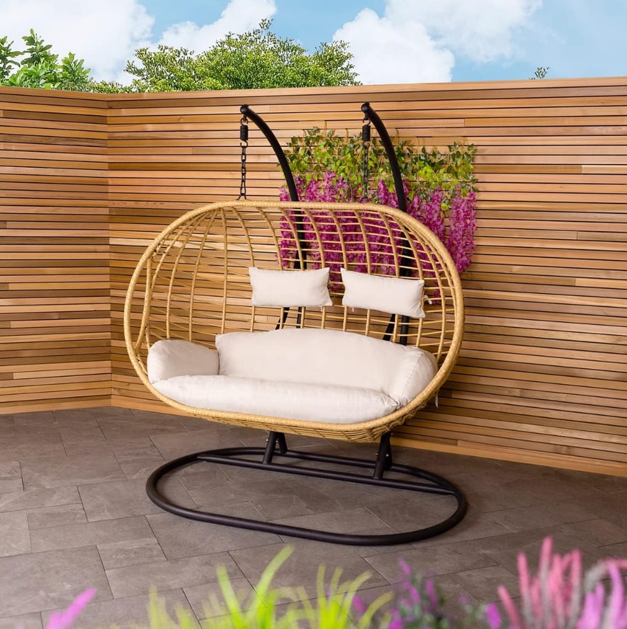 Charles Bentley Double Hanging Swing Chair Seat Natural