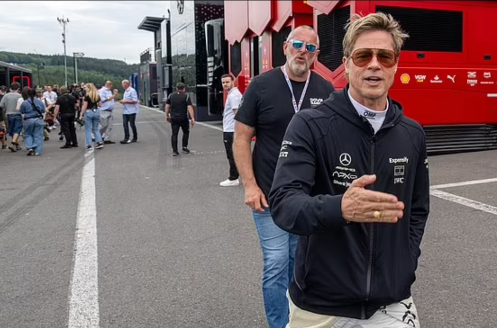 Brad attended the Belgian Grand Prix on a break from shooting F1