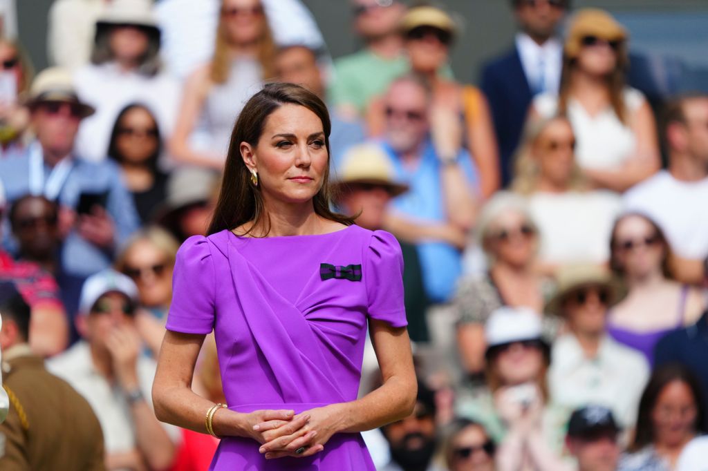 The Princess of Wales in a purple dress at Wimbledon